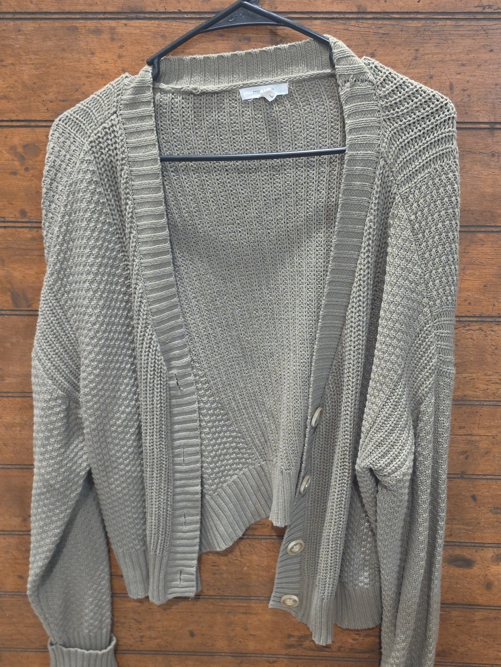 Maurices Light Olive Button-Front Knit Cardigan